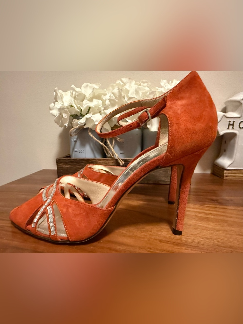 Studio Pollini Orange Suede Strappy High Heels size 39